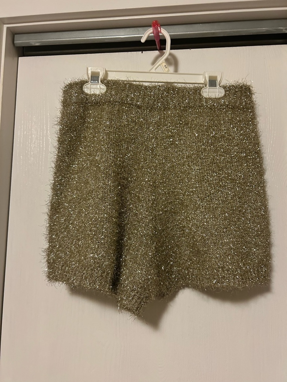 SHEIN Metallic Gold Shimmer Knit Shorts